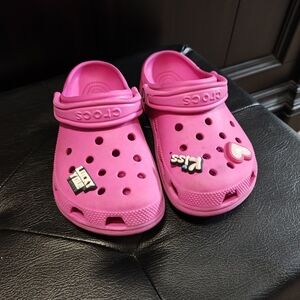 CROCS Kids Bright Pink Sandals with Fun Charms